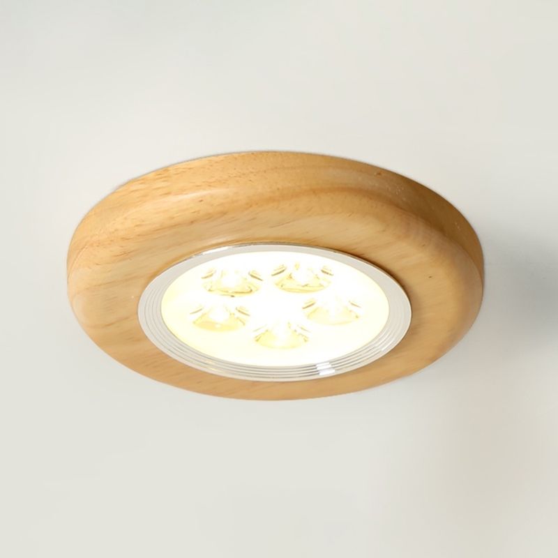 Circular Corridor LED Ceiling Light in Modern Concise Style Wooden Ceiling Fixture