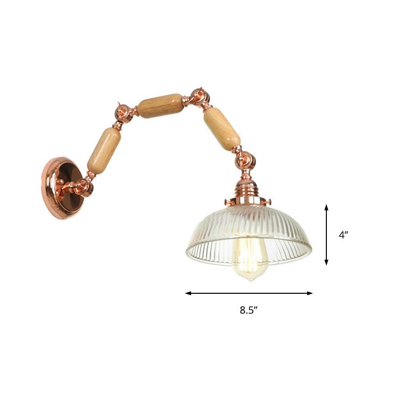 One Lampe Wandleuchte mit Schüssel Schatten Rippenglas Vintage Stil Wohnzimmer Leuchte Beleuchtung