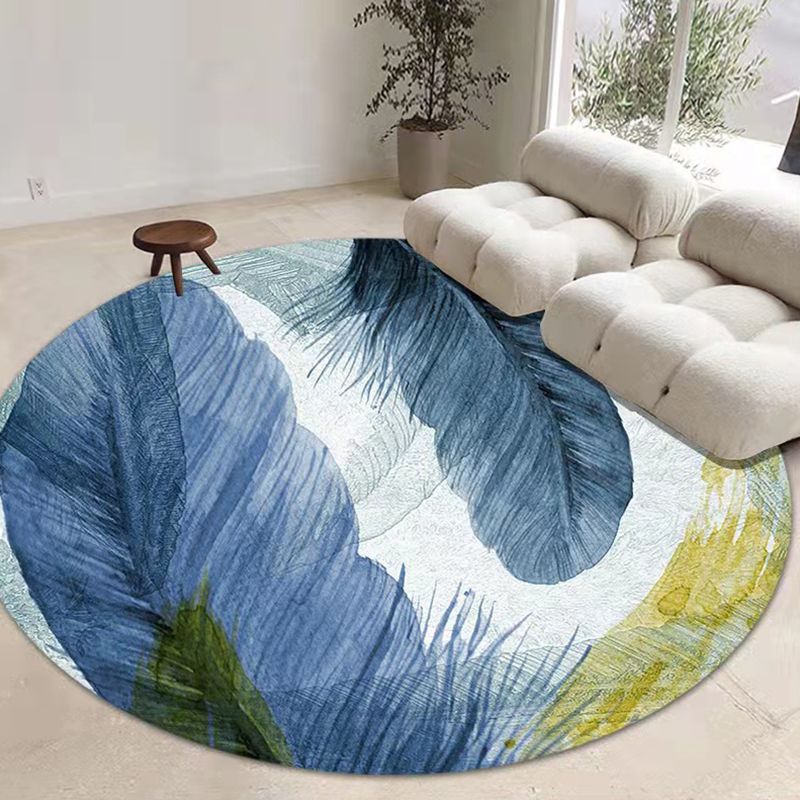 Navy Modern Teppich Polyester Feder Teppich Färbung widerstandsfähiger Teppich für Wohnzimmer