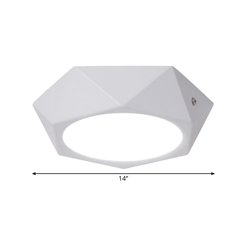 Polygon Office Flush Light Fixture Aluminum Simple LED Ceiling Lamp in White, 6w/12w/18w