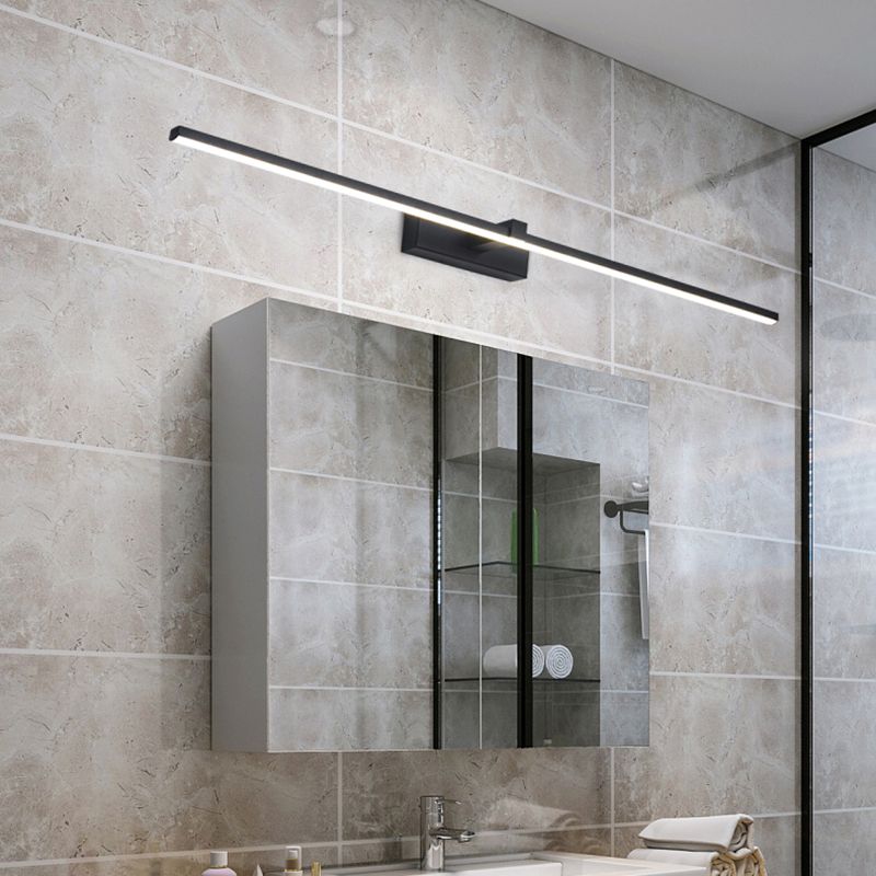 Black LED Vanity Wall Light Fixtures Modern Mirror Front Light with Silicone Shade