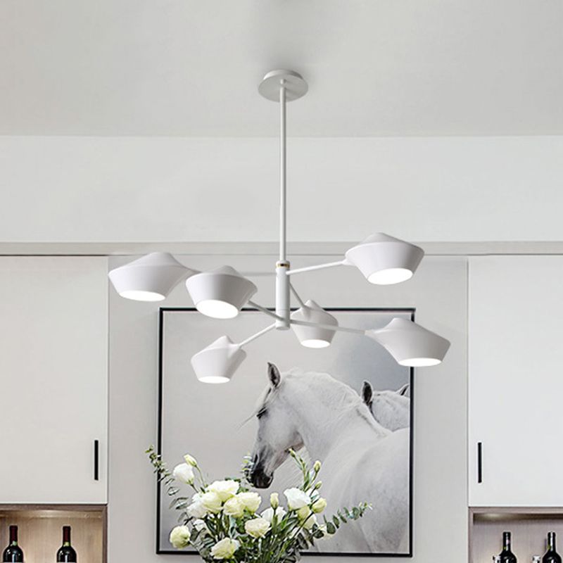 Lampadario a 2 livelli a 2 livelli di metallo moderno in metallo 6 lampadine soggiorno ciondolo in nero in oro nero/bianco