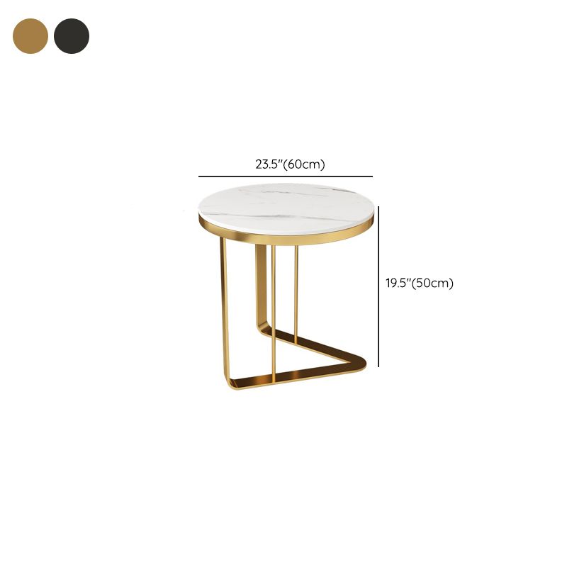 Modern Stone Top Side Table Round Black/Gold Metallic C Table