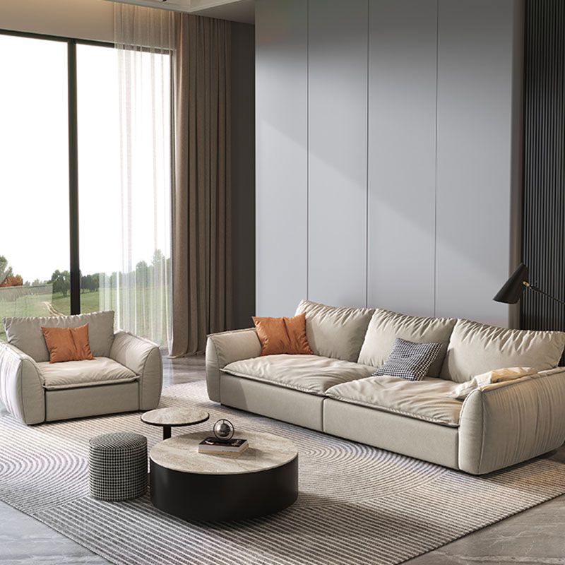Stain Resistant Stationary Slipcovered Faux Leather Cushions Settee