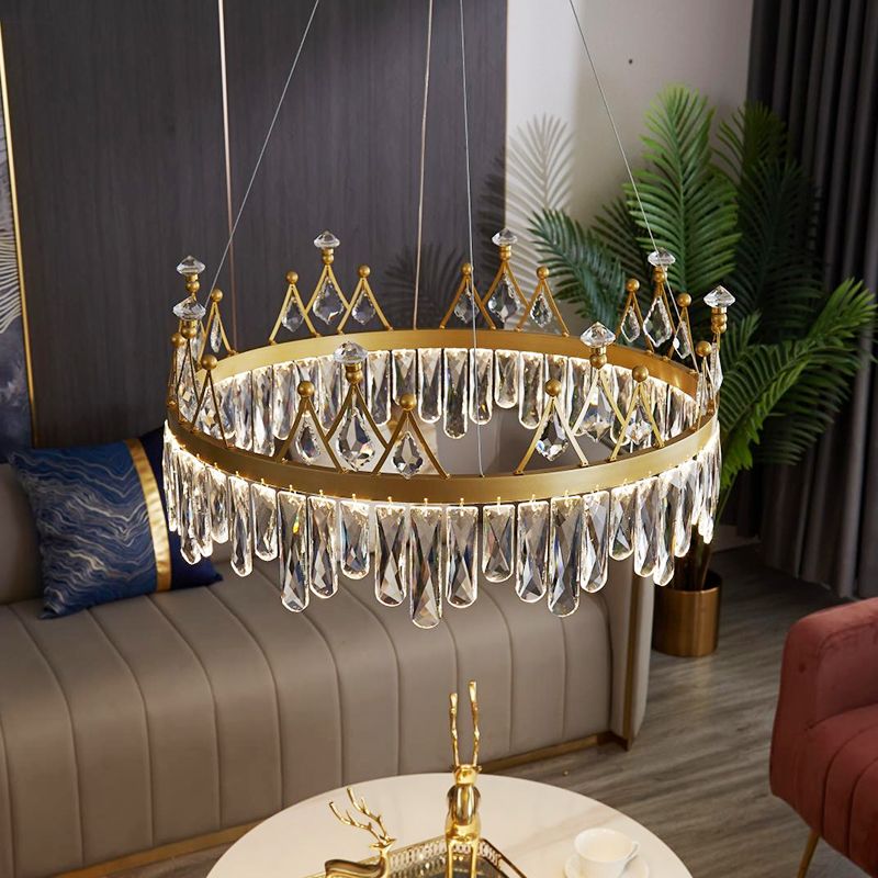 New Modern Gold Tiered Chandelier Light Fixtures Crystal LED Hanging Lamp for Living Room