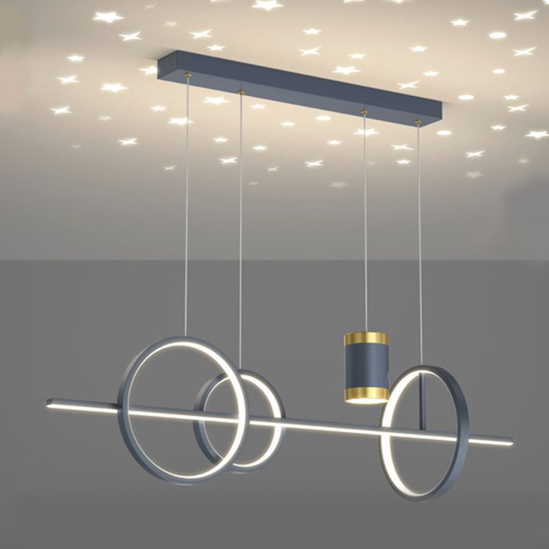 5 Light Cylinder Island Lighting Fixtures Contemporary Metal Chandelier Light