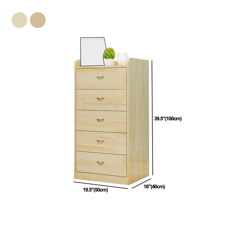 Natural Wood Color Storage Chest Modern Style Vertical Storage Chest Dresser
