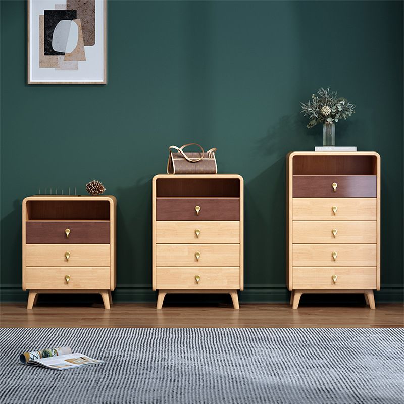 Glam Solid Wood Storage Chest Home Vertical Chest with Drawers