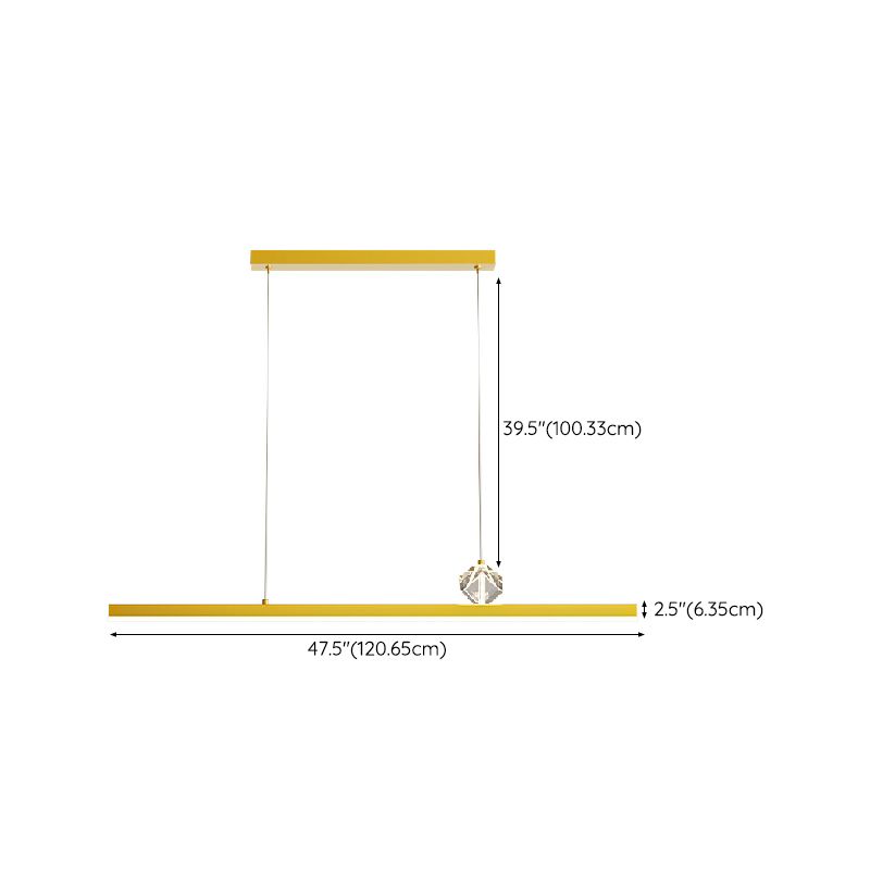 Gold LED Island Light Crystal Island Hanging Light with Acrylic Shade for Living Room