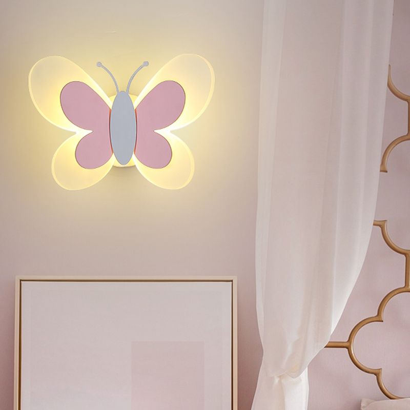 1 Light Butterfly Wall Lighting Fixtures Modern Style Metal Wall Mounted Lights