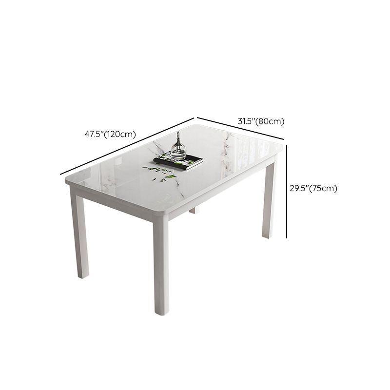 Modern Glass Desktop Rectangle Dining Table Metal Legs for Dining Room
