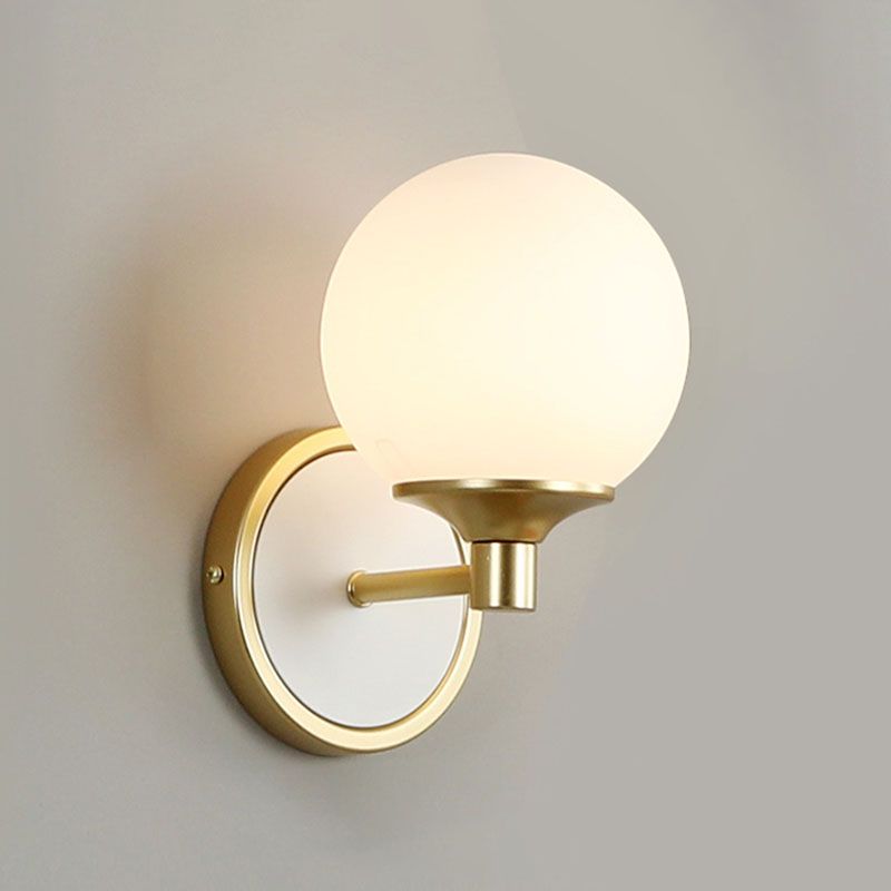 White Sphere Wall Light Sconce Modern Glass Wall Mount Light Fixture for Bedroom