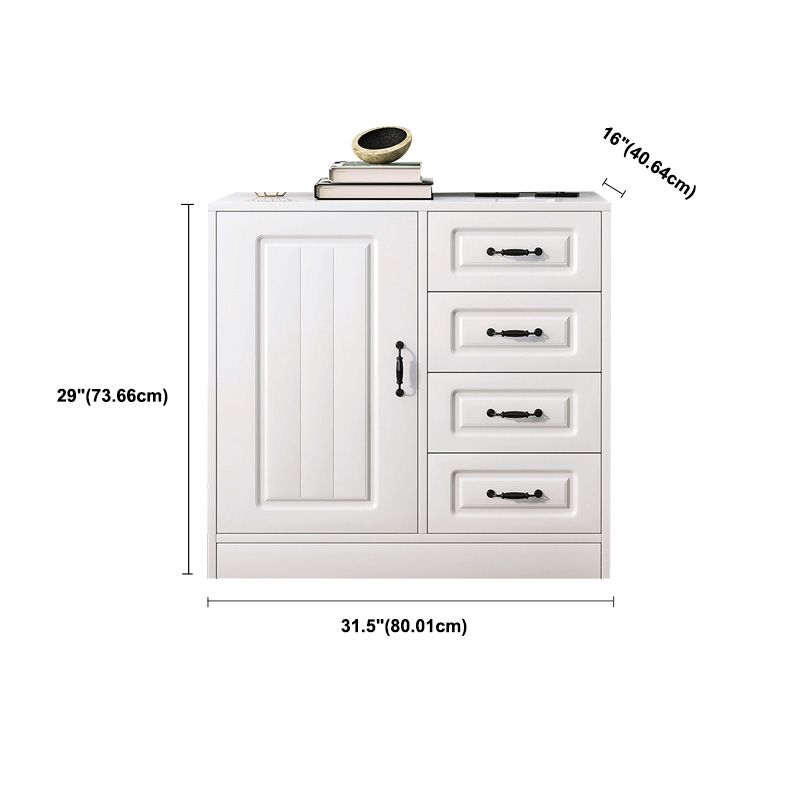 White Storage Chest Modern Style Wooden Storage Chest Dresser with Drawers and Doors