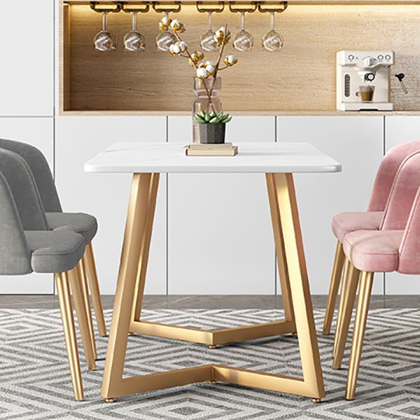 Mesa de comedor de cocina blanca moderna Mesa de comedor de forma rectangular de piedra sinterizada con pedestal doble