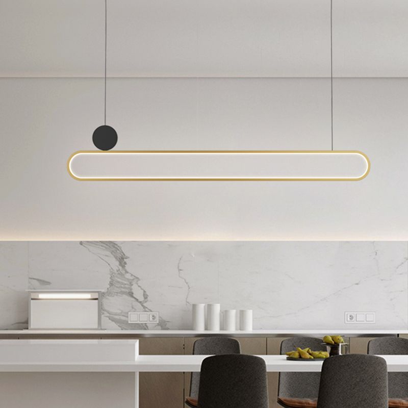 Eigentijdse stijl lineaire vorm eilandlichten metaalhangende hanglampen in goud