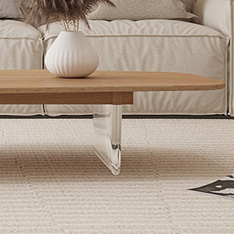 2 Legs Single Coffee Table Solid Wood Natural Free-Form Coffee Table