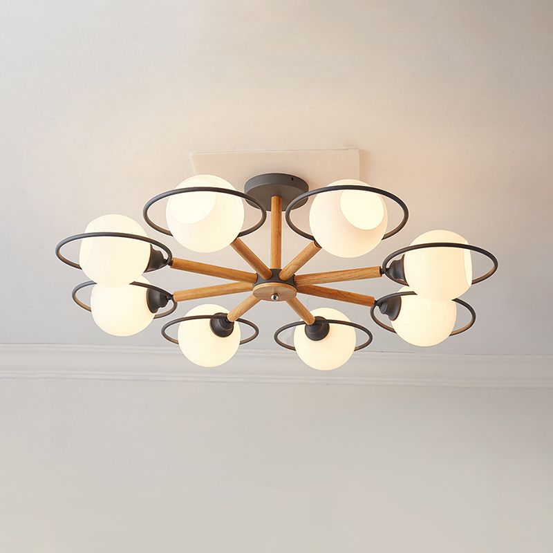 Dining Room Circle Hanging Lights Iron 8 Lights Modern in Green Hanging Pendant Fixture