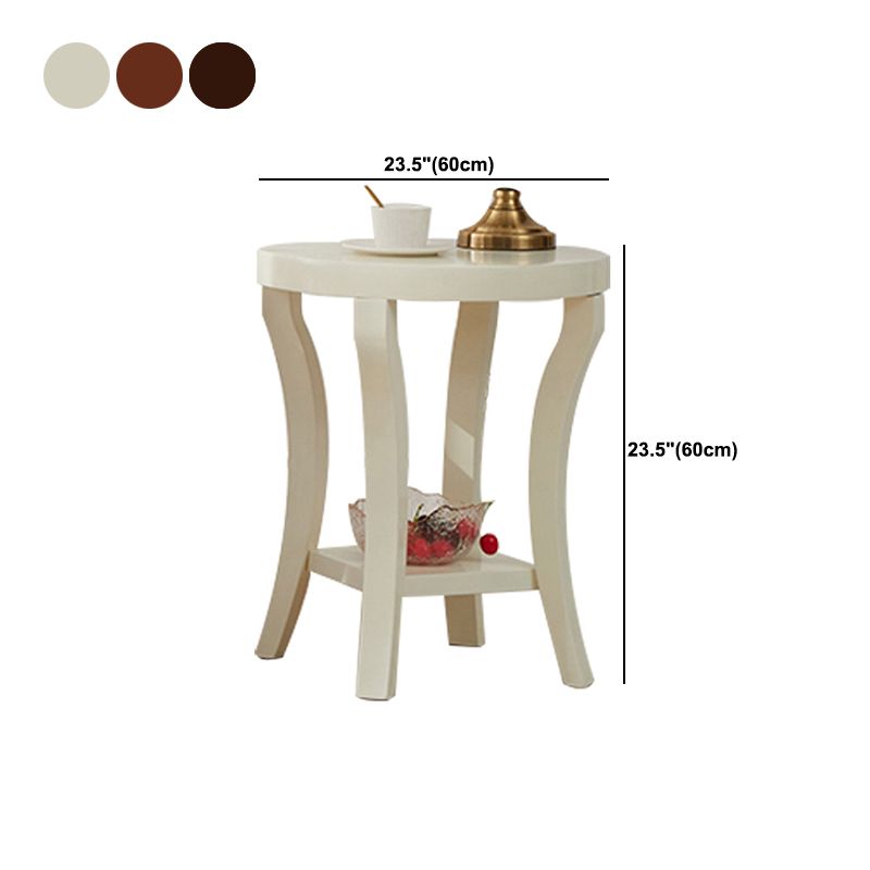 Traditional Round Wood Top Side Table 23.6"tall 4 Legs End Table with Shelf