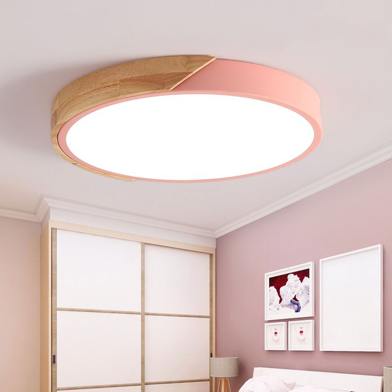 Plafonnier LED de style Macron avec cadre en métal et bois, plafonnier pour chambre d'enfant