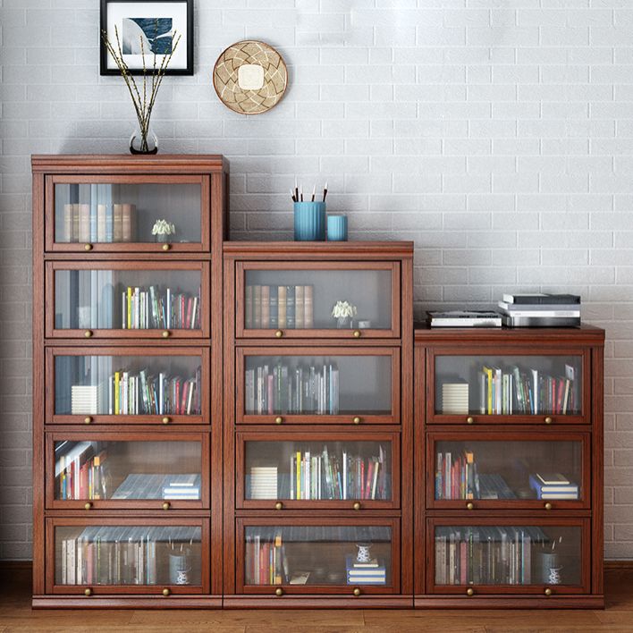 Wooden Closed Back Standard Bookcase Contemporary Style Bookshelf for Home Office