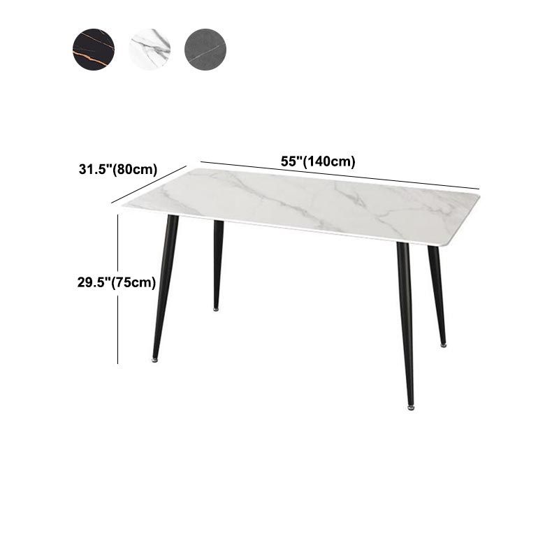 Mesa de comedor de rectángulo industrial de metal Mesa de piedra sinterizada con piernas