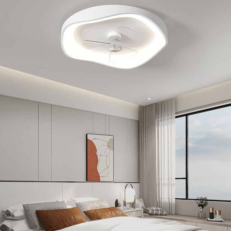 Contemporary 3-Blade Ceiling Fan White LED Fan with Light for Home