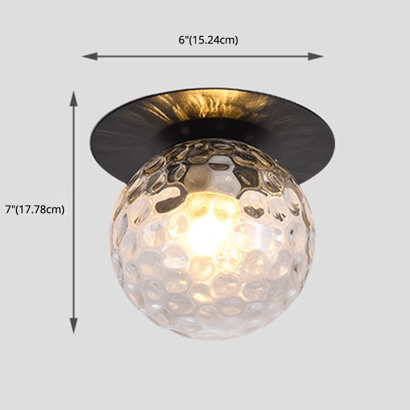 Glass Globe Shape Ceiling Light Modern Style 1 Bulb Flush-mount Lamp for Dining Room