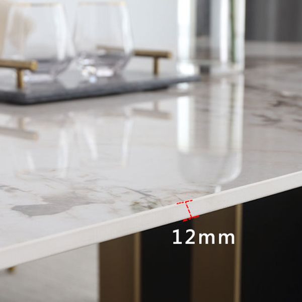Modern Style Rectangle Dining Table Sintered Stone Table with Metal Legs for Home