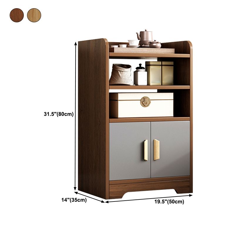 Engineered Wood Bookcase with Doors Vertical Bookshelf for Office