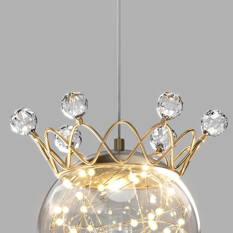 Modern Style Gold Wall Light Crown Shape Wall Sconce with Crystal for Bedroom