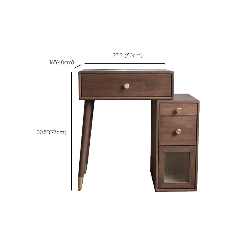 Rubberwood Vanity Set with Drawers in Walnut Makeup Vanity Desk Table