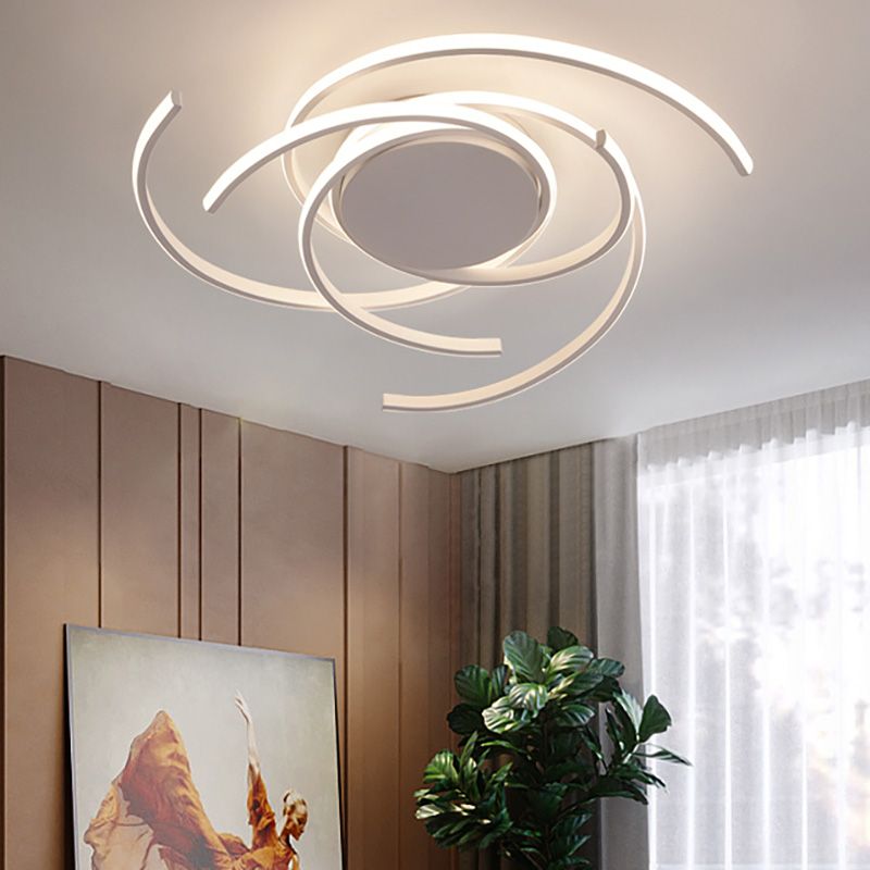 22"/29.5" Wide Twisted Flush Mount Light Contemporary Acrylic Led White/Black Flush Mount Ceiling Lamp in White/Warm Light