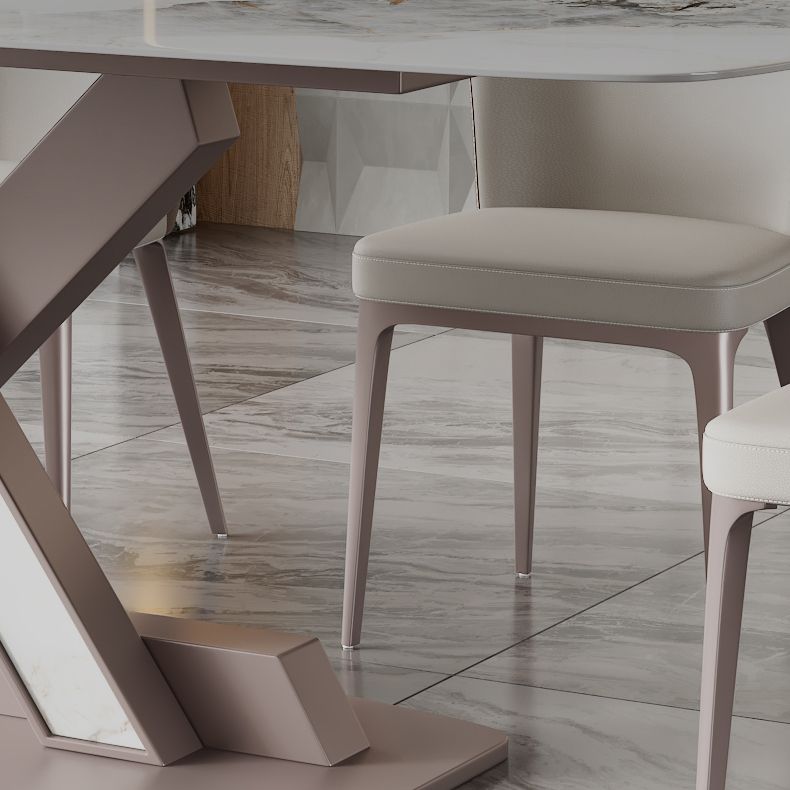 Sintered Stone Fixed Kitchen Table Luxury Rectangle Home Table