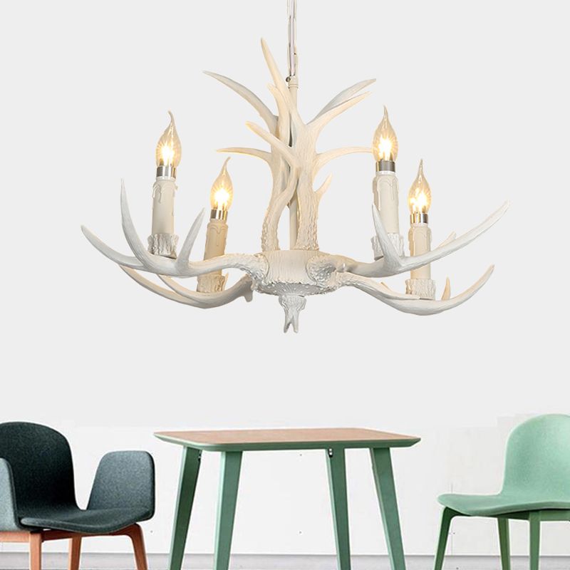 Résine White Hanging Chandelier Bougie 4/8 Bulbes Prendants Traditional Prendant Lightture for Chadow