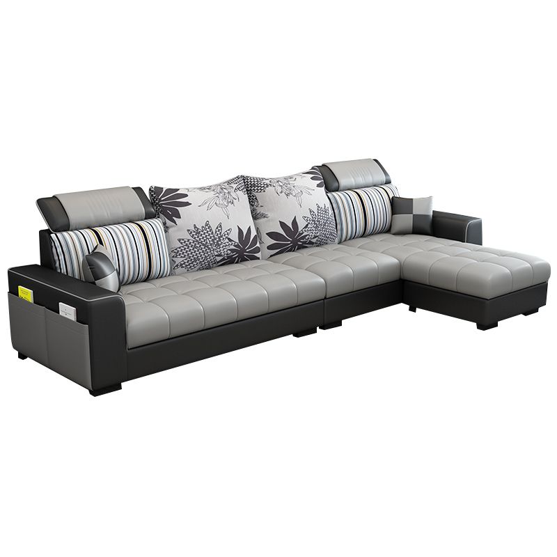 106.3"D x 57"W x 35.43"H Square Arm Sectionals, Modern High Back Sofa with Storage
