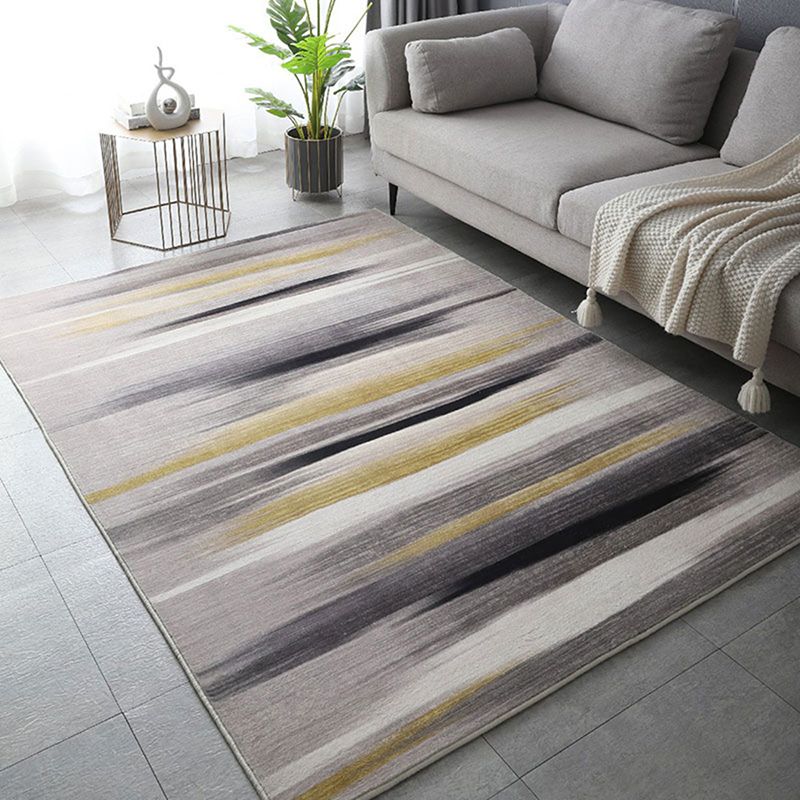 Modern Abstract Pattern Area Rug Grey Polyester Carpet Stain Resistant Area Rug for Home Decor