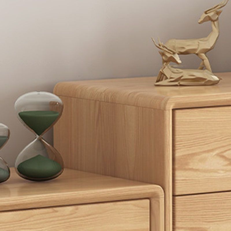 Contemporary Solid Wood Storage Chest Bedroom Vertical Chest with Drawers