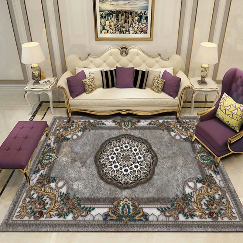 Veelkleurige vintage tapijten polyester tapijt bloemenprint binnen tapijt niet-slip steun voor woonkamer