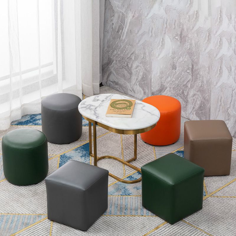 Modern Stain Resistant Ottoman Modern Pure Color Leather Standard