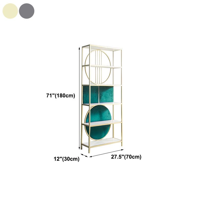 Modern Style Bookcase Gold Metal Open Back Etagere Bookshelf for Home Office