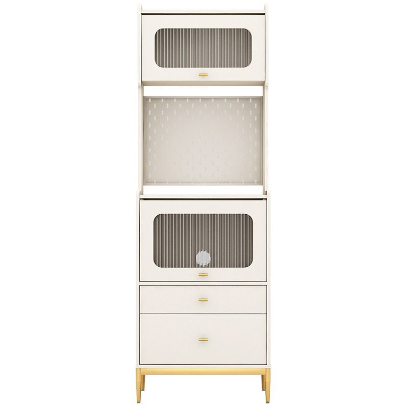 Modern Dining Hutch Faux Wood Glass Doors Hutch Buffet for Dining Room