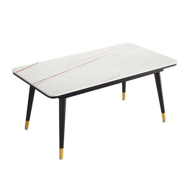 Rectangular Sintered Stone Dining Table Modern 4 Legs Furniture in Matte Finish