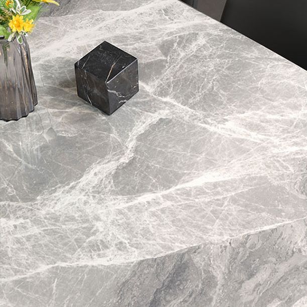 Modern Sintered Stone Table Set of 5/7 with Rectangle Table Dining Set with PU Leather Chairs