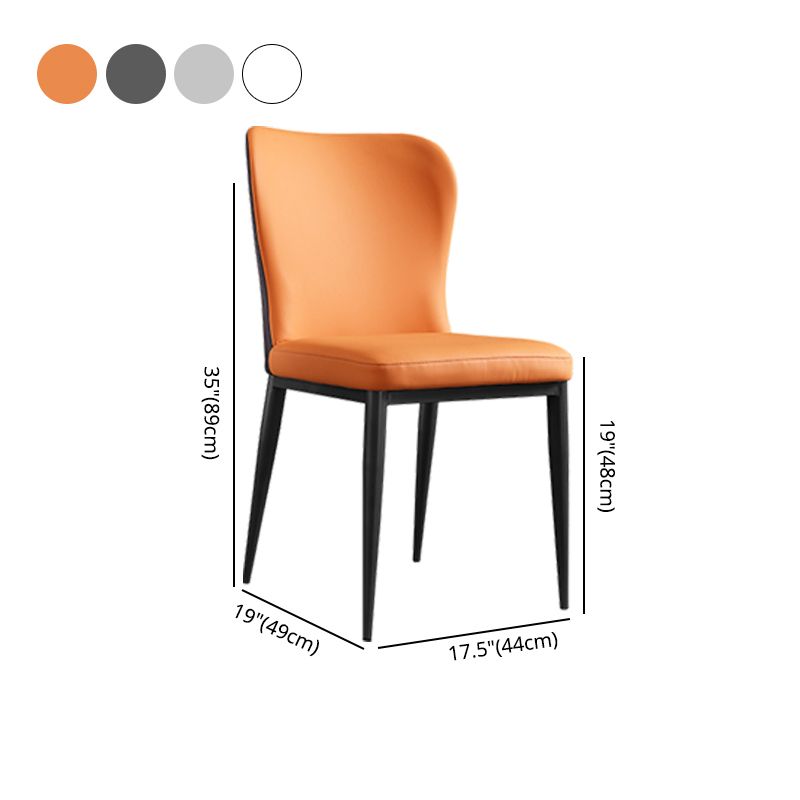 Sillas laterales de comedor con respaldo sólido contemporáneo Silla auxiliar de comedor de cuero para cocina