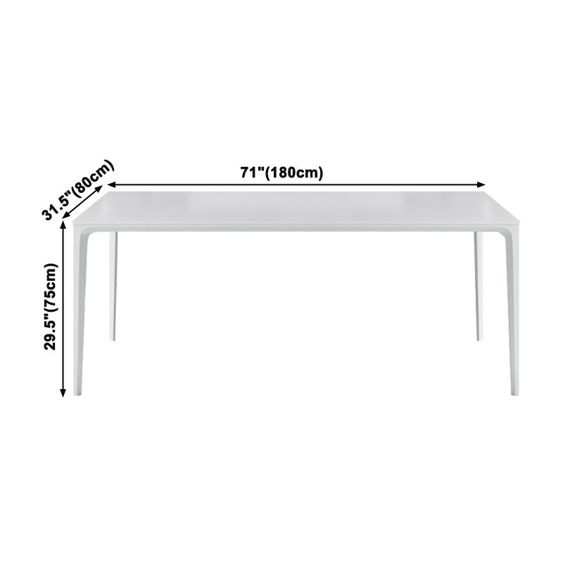Table rectangulaire contemporaine en métal blanc table à manger en pierre fritrée avec 4 jambes