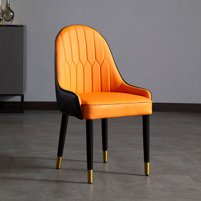 Scandinavian Upholstered Dining Chairs Arm Solid Back Dining Side Chair