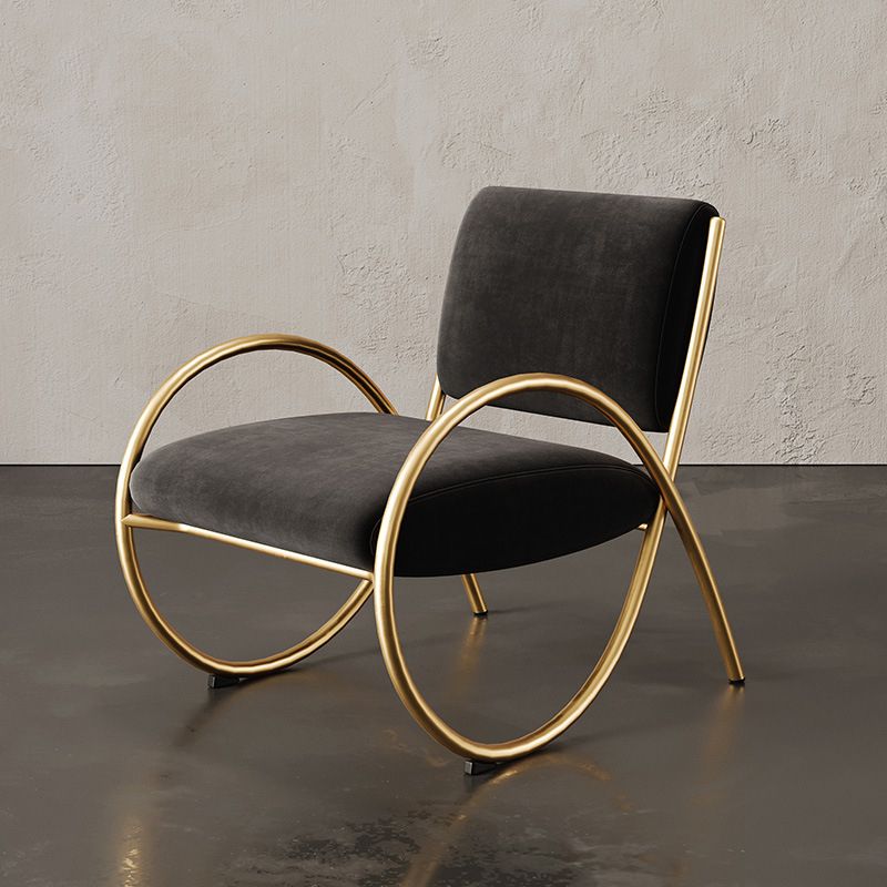 Upholstered Lounge Chair Arms Included Chair with Gold Tone Legs