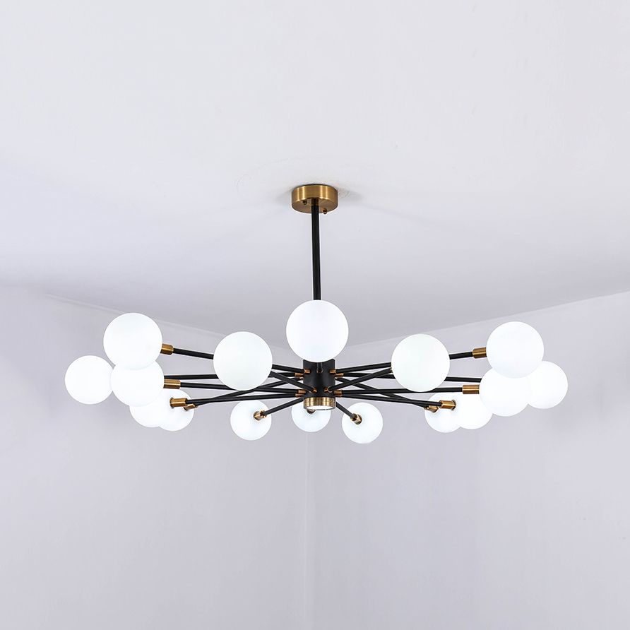 10/12/16 Heads Sky Bang Suspension Light Modern Clear/White Glass and Metal Chandelier with Ball Shade for Foyer