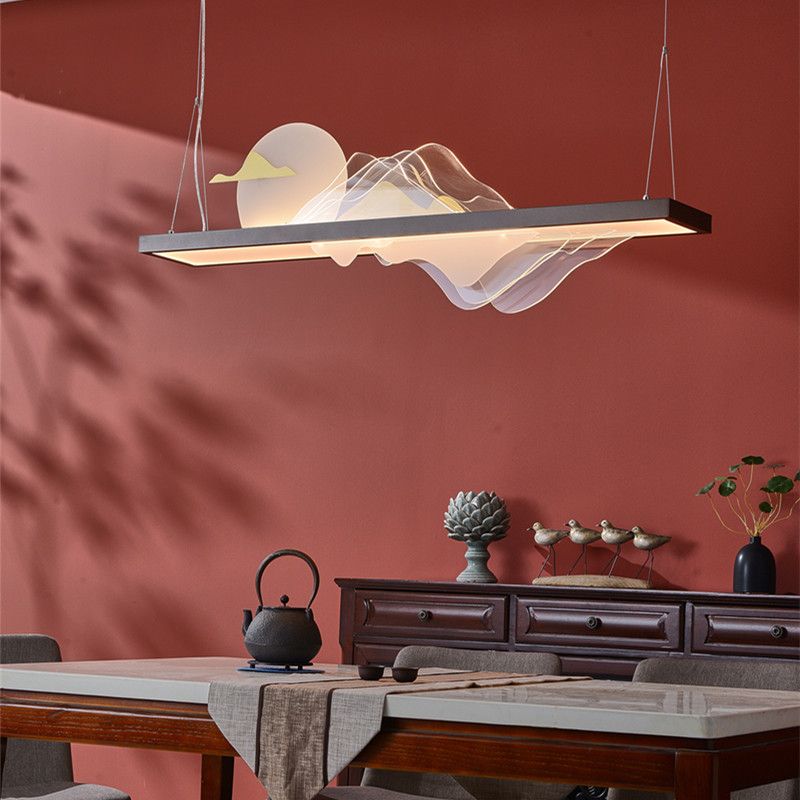 Zeitgenössische Kücheninselbeleuchtung Rechteck Metall 1-Licht Island Lichter