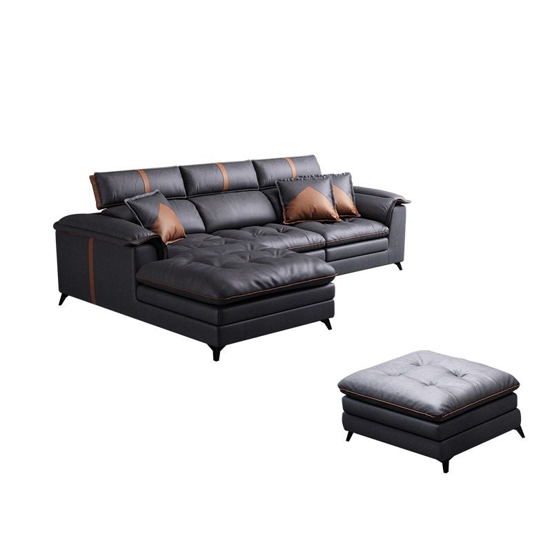 Pillow Top Arm Sectional Sofa 37.4"High Fabric Adjustable Cushion Back Sofa